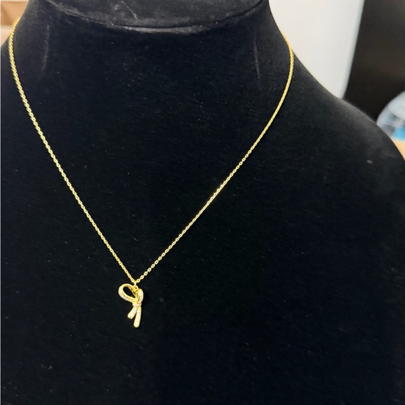 Kate Spade New York All tie Up Gold Bow Necklace - Picture 2 of 11